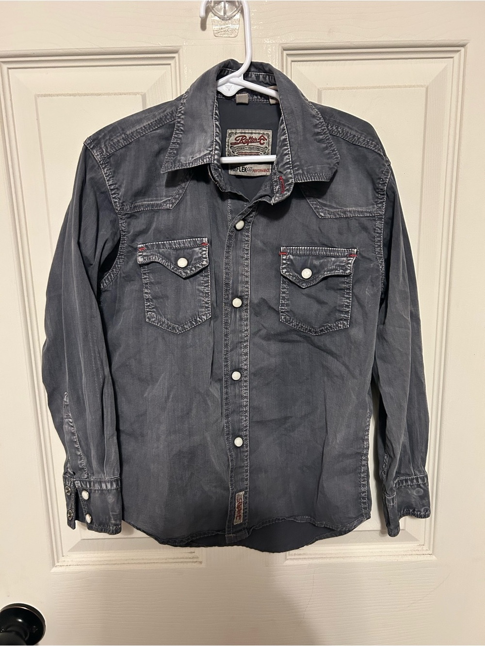 Button-Front Kids Western Shirt in Washed Black
